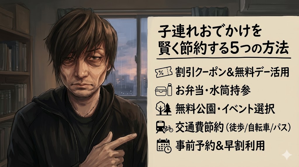 子どもと一緒に公園や遊園地でおでかけを楽しむ家族のイメージ