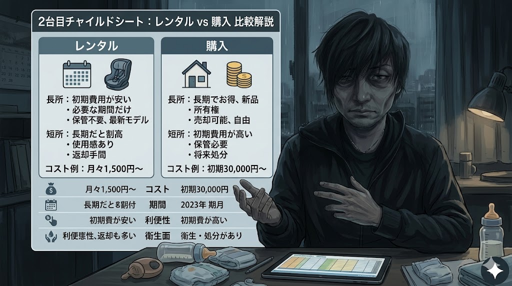 チャイルドシートが設置された車の後部座席と子どものイメージ