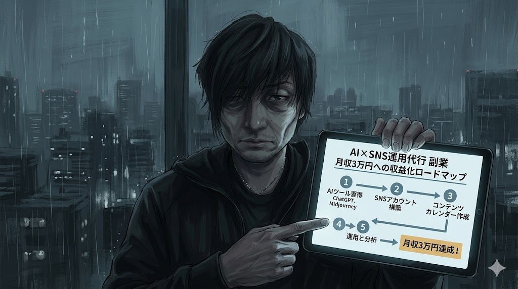 AI SNS運用代行副業始め方月収3万円2026