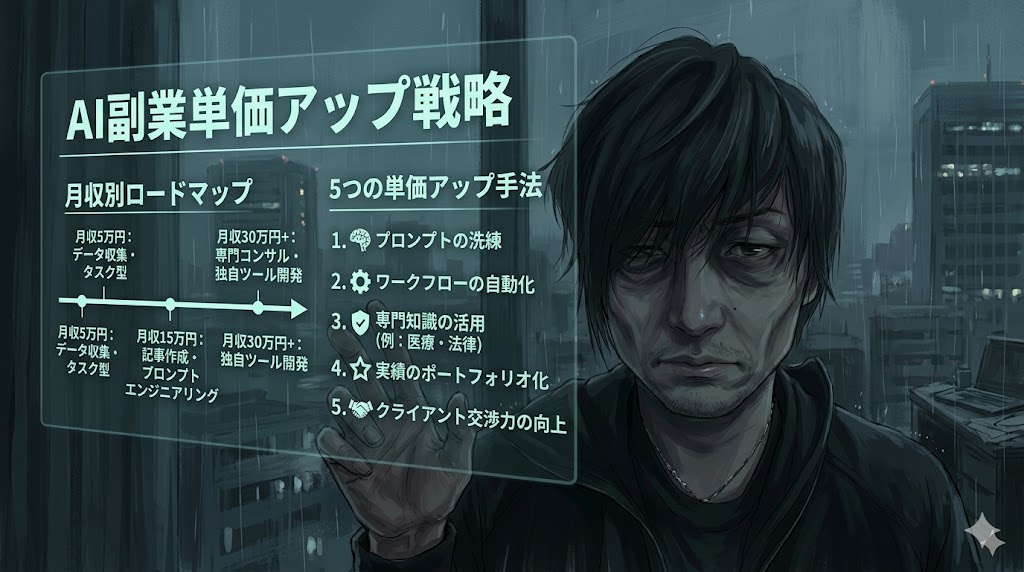 AI副業の単価を上げる5つの方法【月1万→3万円への収益アップ戦略】