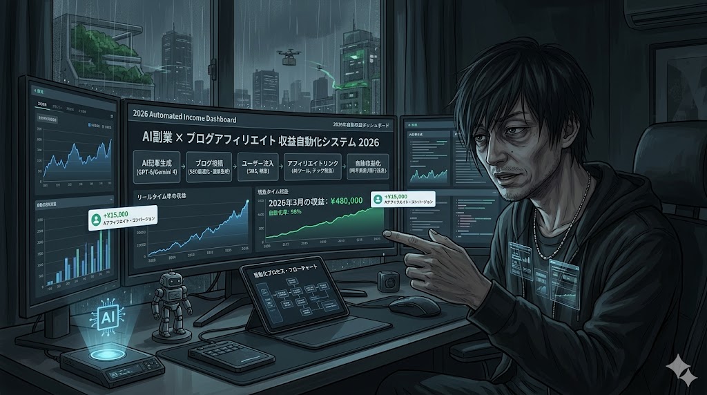 AI副業にブログアフィリエイトを加える方法2026｜クラウドソーシング収益の自動化