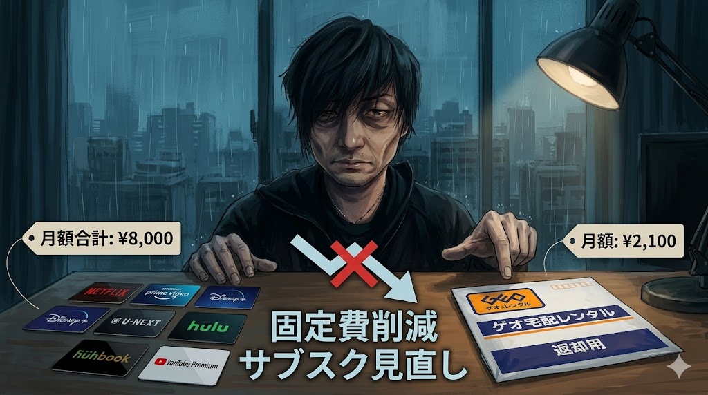 クレジットカード明細のサブスク料金と、削減後の家計簿の比較画像
