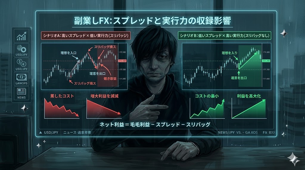 FX自動売買の口座選びにおける国内口座と海外口座の比較グラフ