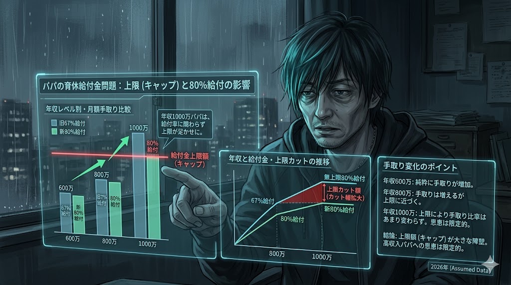 2026年度の育休給付金上限額と手取りシミュレーション。高年収パパ向けの注意点まとめ。