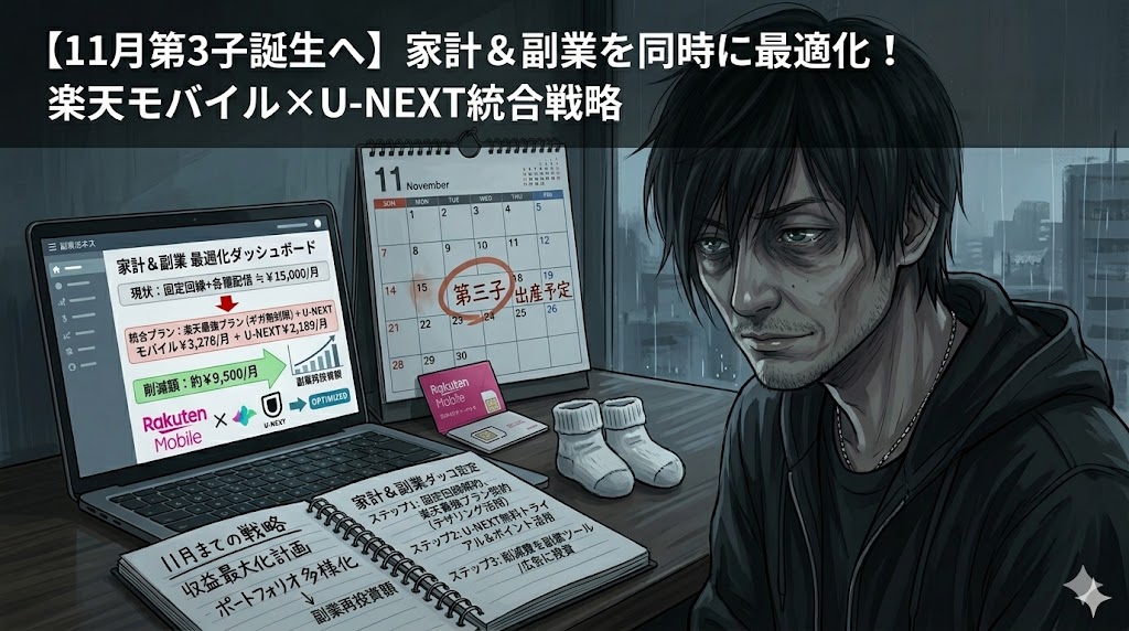楽天モバイルとU-NEXTをセット契約して固定費を年間1.3万円削減する比較表