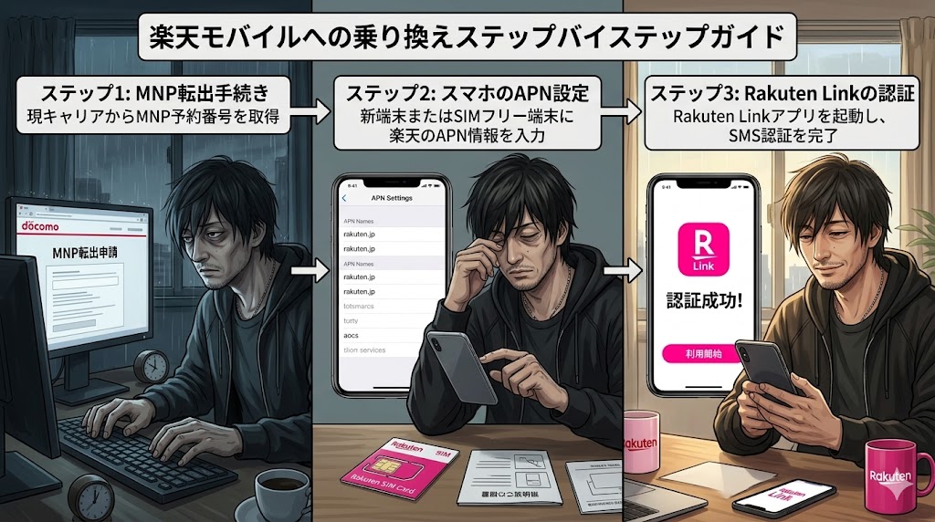 楽天モバイルへのMNP乗り換え手順と申し込みに必要な準備物リスト