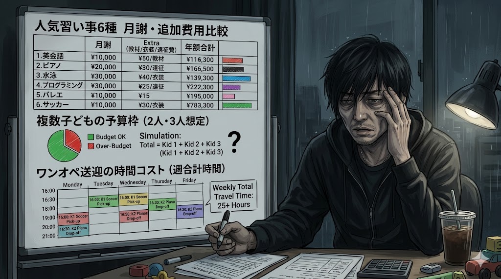 子どもの習い事にかかる費用相場と家計の予算設計のイメージ