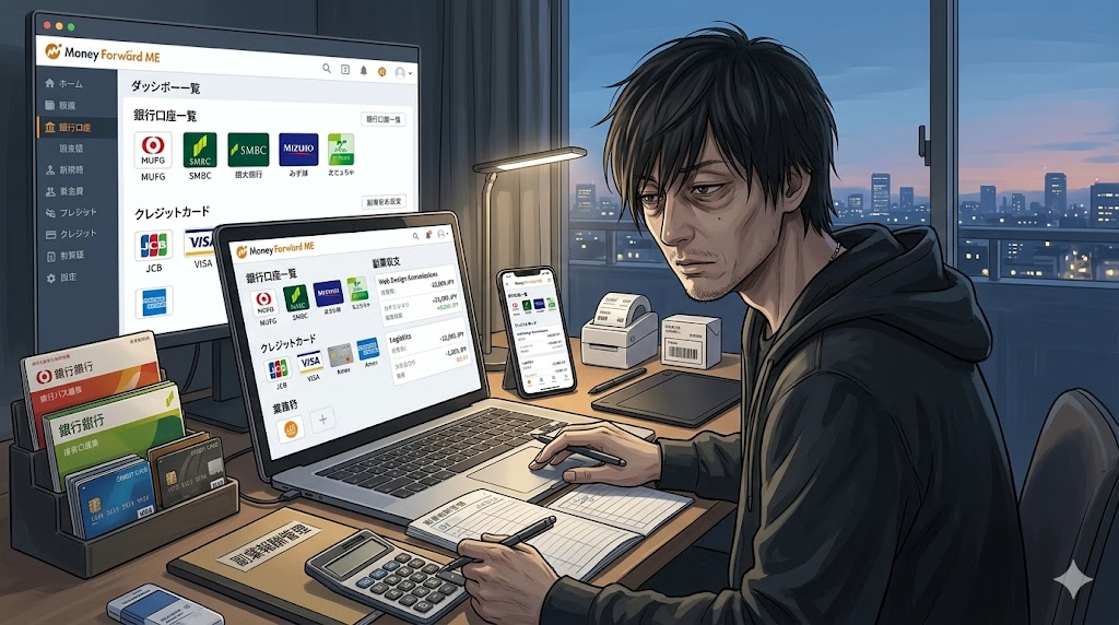マネーフォワードMEで家計と副業収支を自動集計する画面