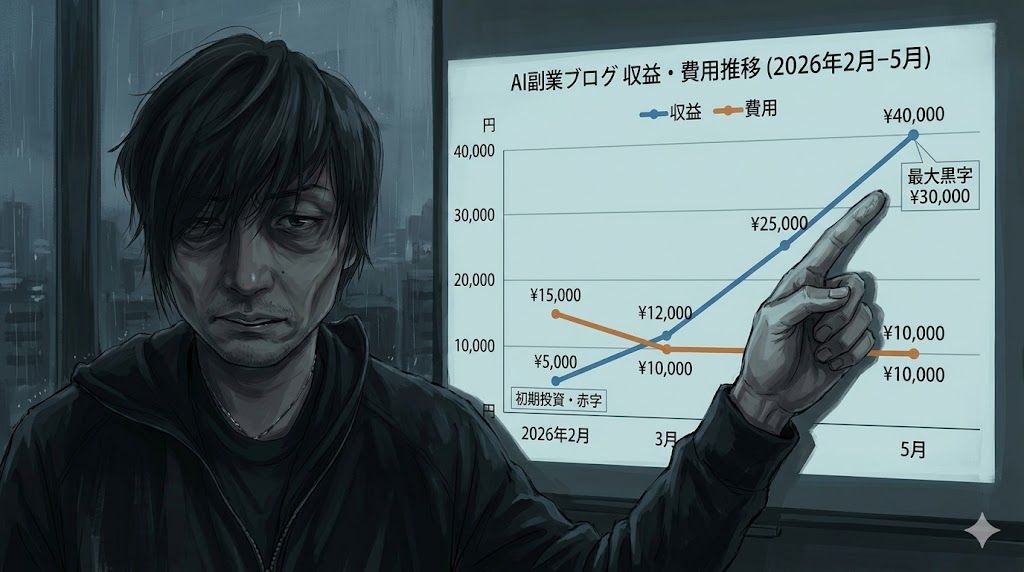 AI副業ブログ4ヶ月目の収益と費用の内訳表