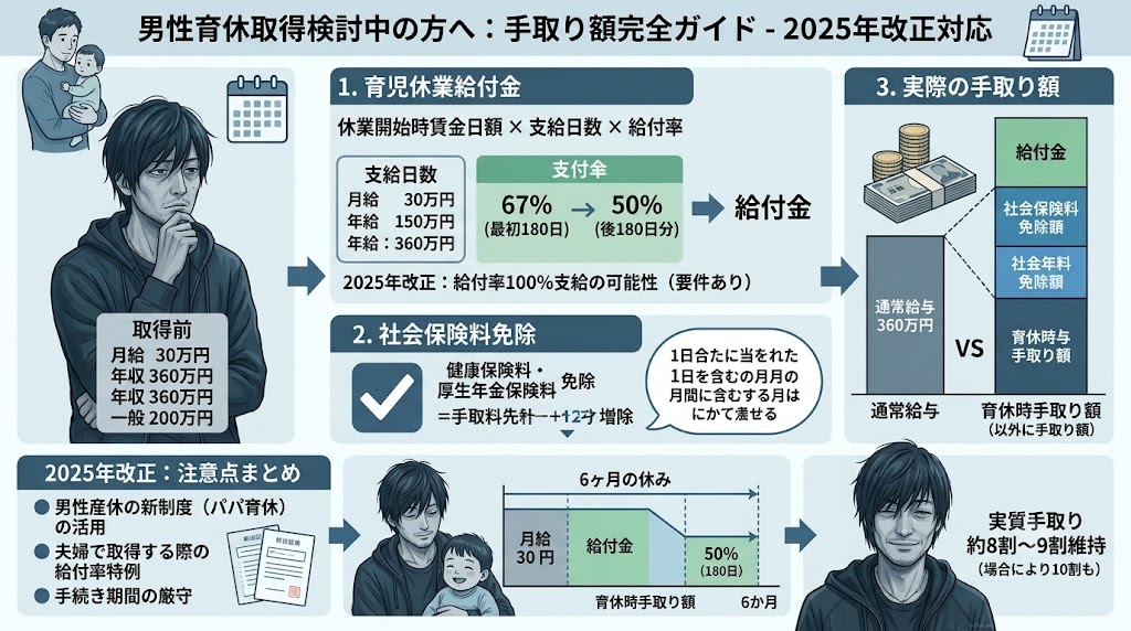 男性育休の給付金計算と申請手順を解説する40代パパの育休ガイド